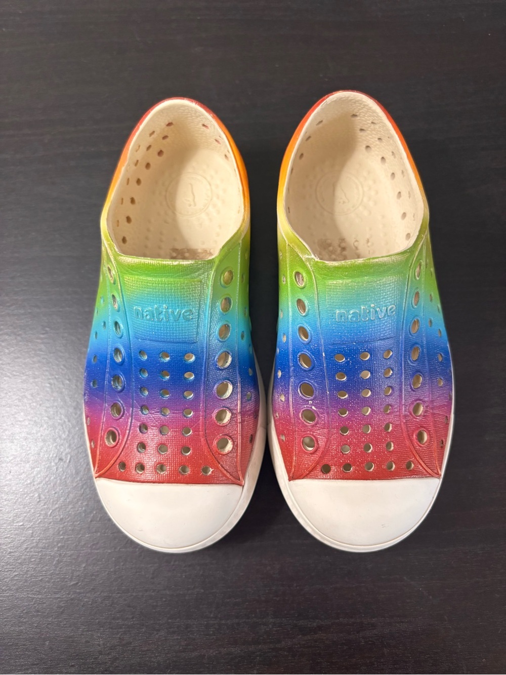 Native Kids Slip-On Water Shoes in Rainbow Gradient